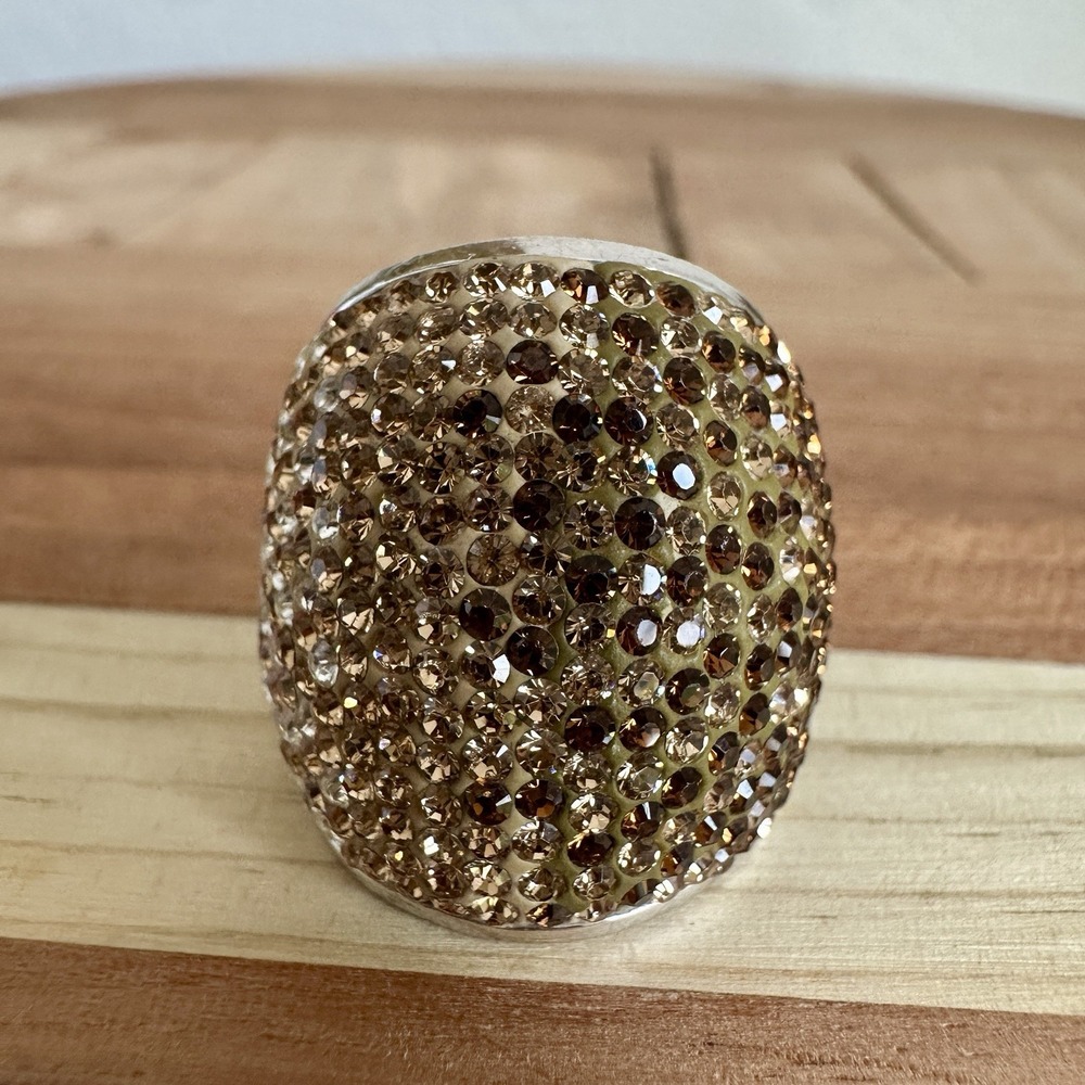 VTG Cluster Statement Ring Size 7 Brown Honey Topaz Clear CZ 925 Sterling‎ 15.9g